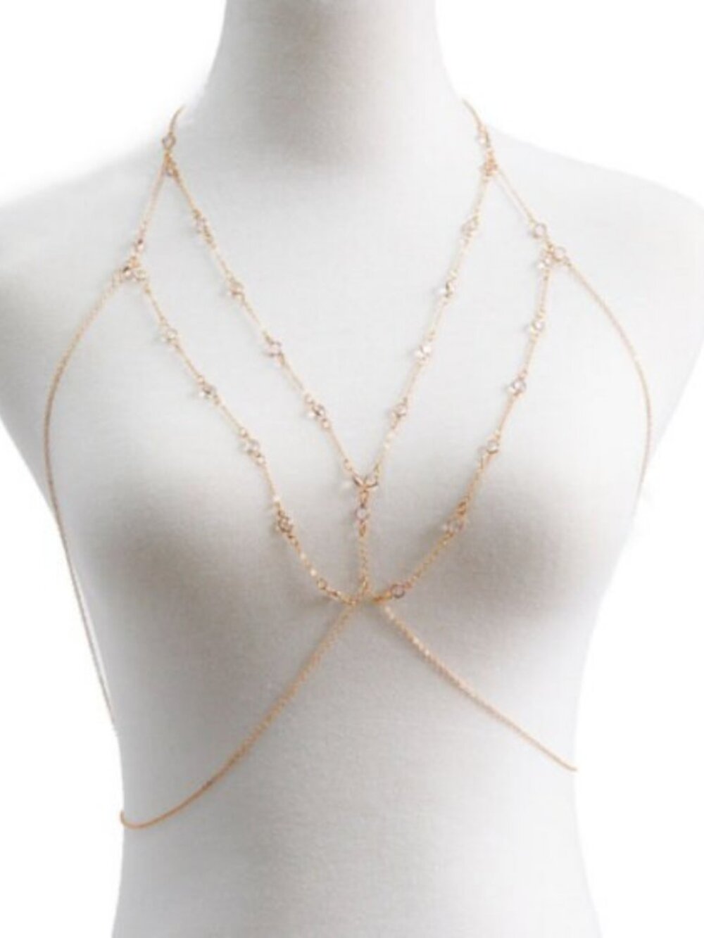 Rhinestone Body Chain Harness Bra, Style #090562
